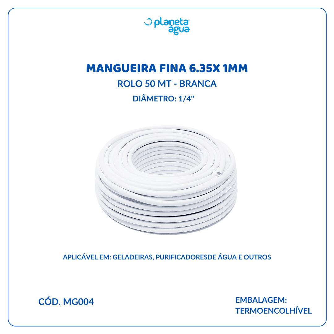 Mangueira Fina 6.35x 1mm Rolo 50 MT- Branca - imagem 3