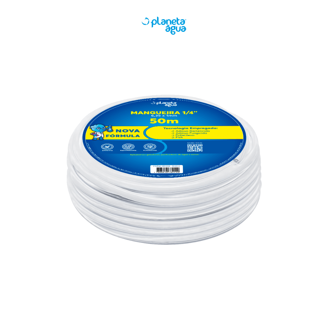 Mangueira Fina 6.35x 1mm Rolo 50 MT- Branca