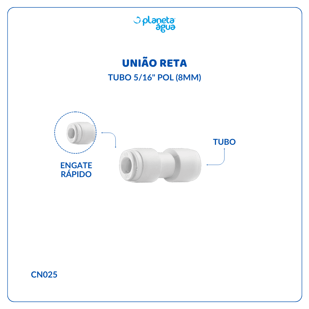 União Reta Tubo 5/16” Pol (8mm) - imagem 3